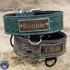 Leather Dog Collar Personalized Name Collar Heavy Duty 2" Wide - N15