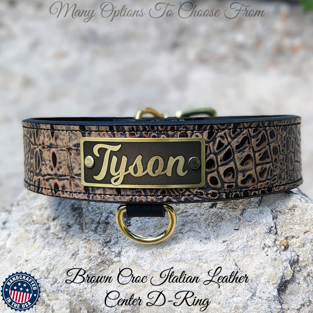 N15 - 2" Wide Personalized Leather Dog Collar