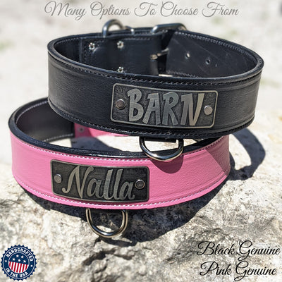 N15 - 2" Personalized Name Plate Leather Dog Collar