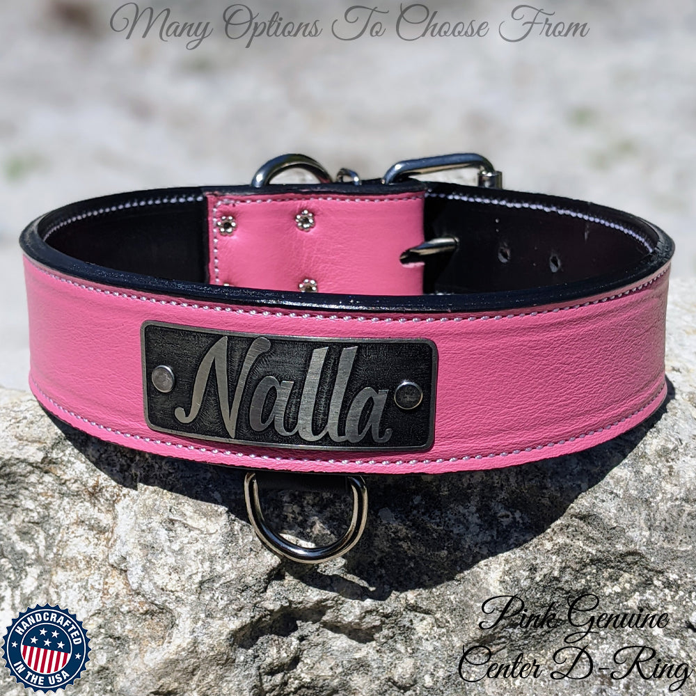 Leather Dog Collar Personalized Name Collar Heavy Duty 2 Wide - N15