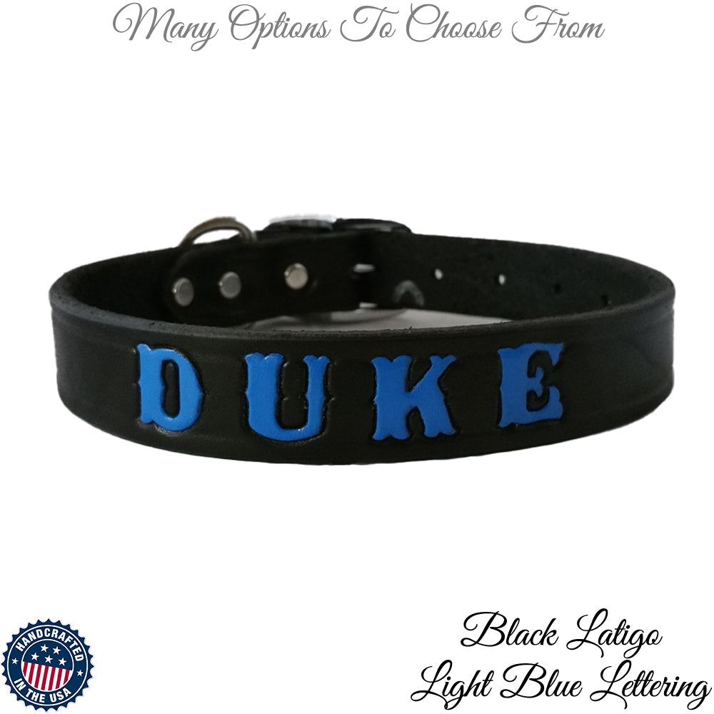 N1 - 1" Wide Black Latigo 1-Ply Leather Hand Painted Collar