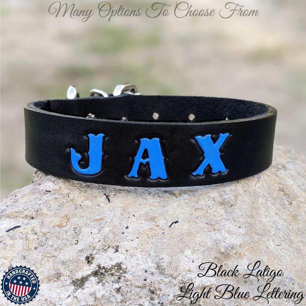 N1 - 1" Wide Black Latigo 1-Ply Leather Hand Painted Collar