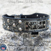Leather Tapered Dog Collar Name Plate with Studs 2" Wide - N5