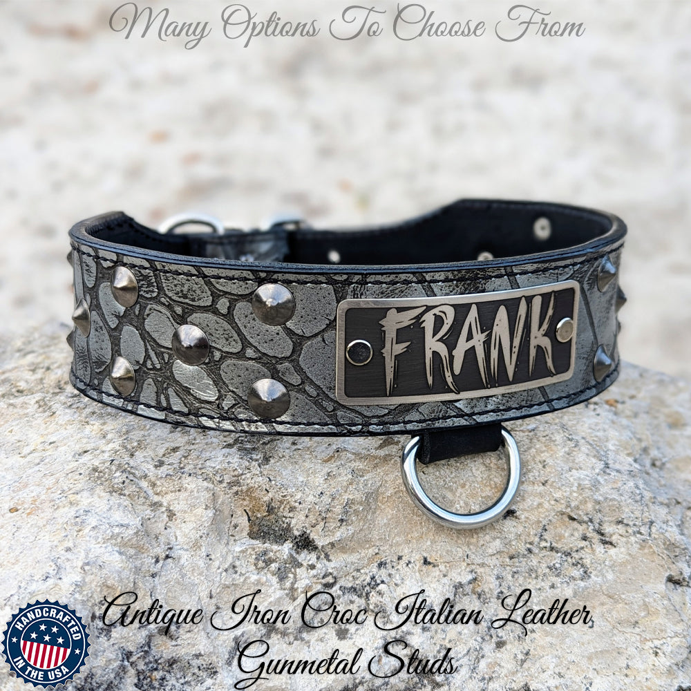 N5 - Tachuelas para placa de identificación de cuero cónico de 2" de ancho para collar de perro