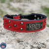 Leather Tapered Dog Collar Name Plate with Studs 2" Wide - N5