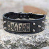 N6 - 2" Personalized Tapered Leather Dog Collar w/Spikes