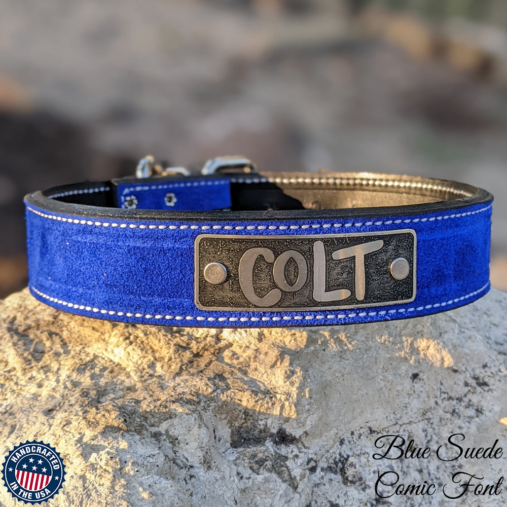 N7 - Coleira de cachorro de couro personalizada de 1 1/2"