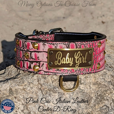 NJ4 - 2 1/2" Name Plate Cone Studded Dog Collar
