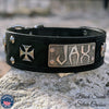 NJ7 - 2 1/2" Personalized Iron Maltese Cross Studded Leather Collar