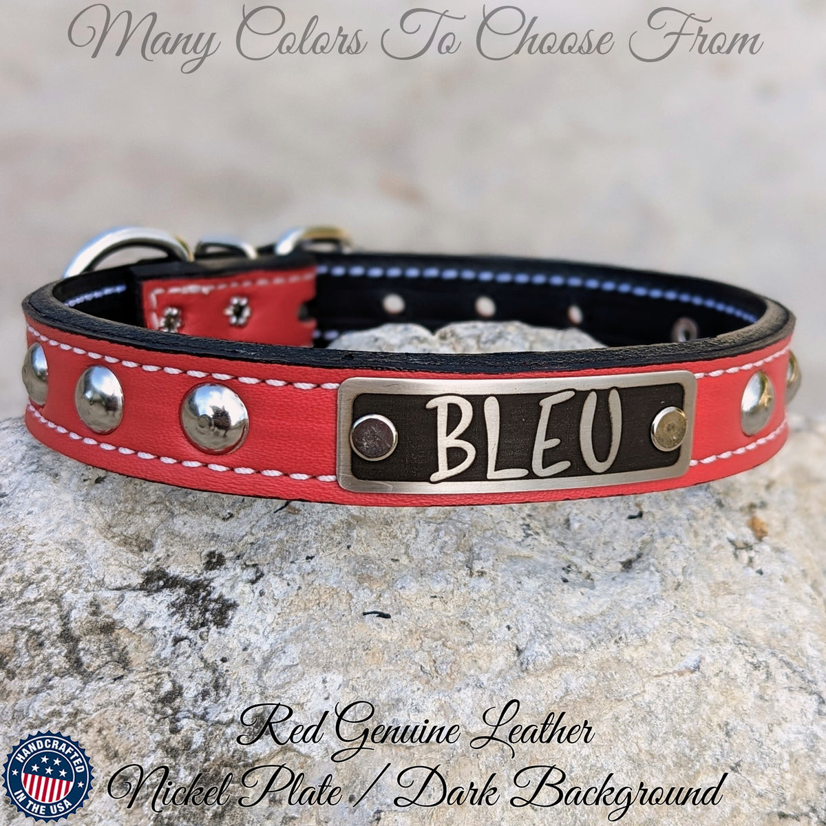 NU2 - 1" Wide Personalized Leather Collar with Studs