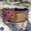 NX1 - Personalized Name Plate Spiked Leather Dog Collar - 3" Wide