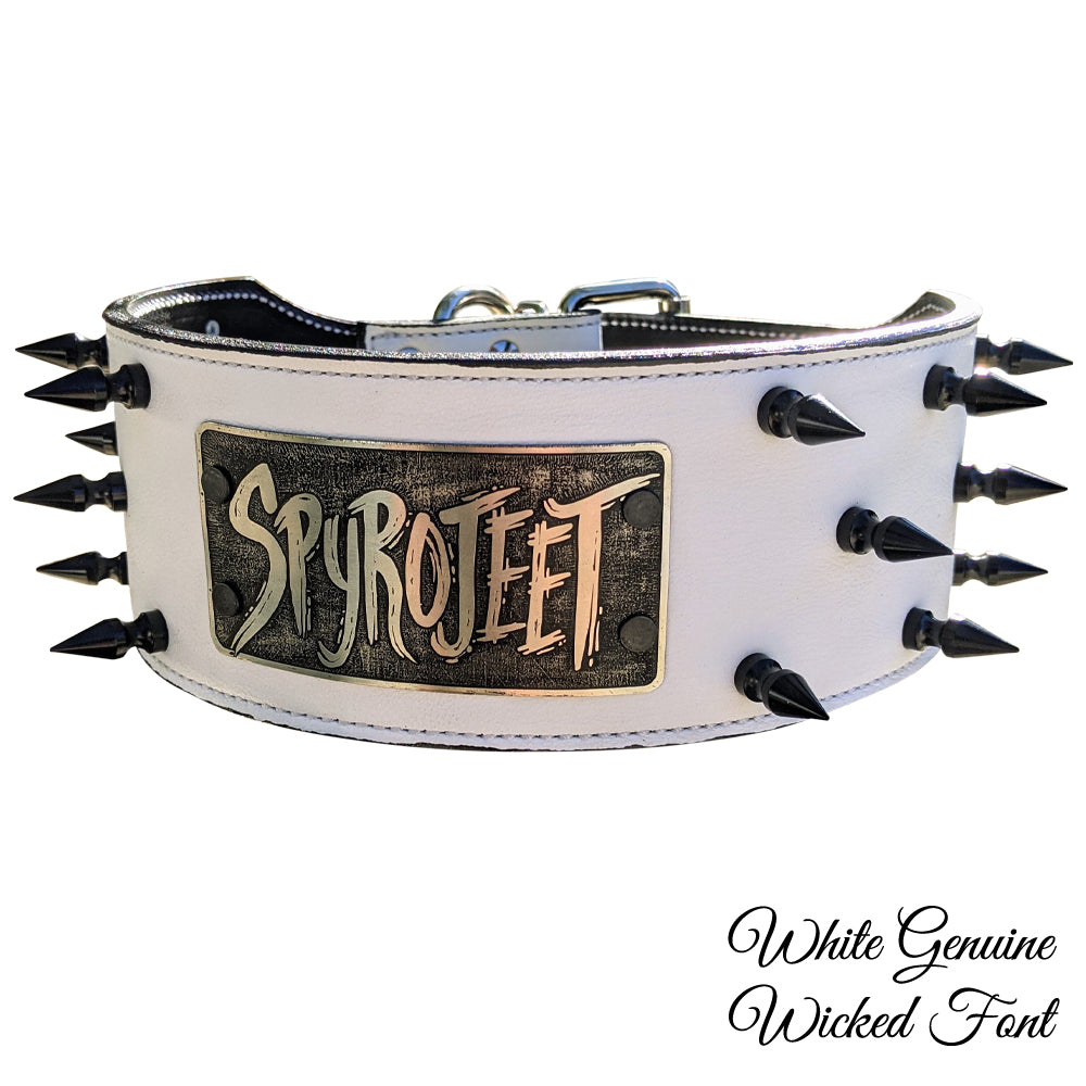 NX2 - 3" Wide Personalized Spiked Leather Dog Collar