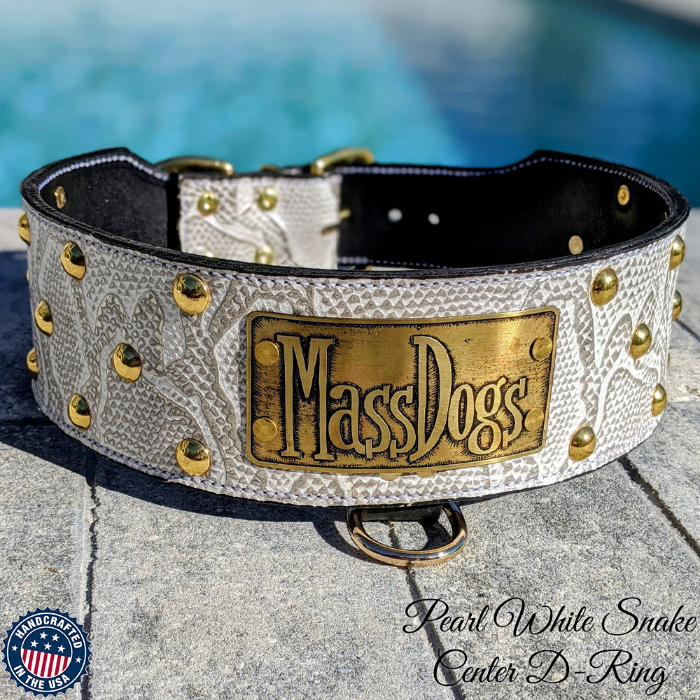 Collar de cuero para perros, collar con placa de identificación, tachonado, collar de 3" de ancho - NX3