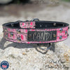 Leather Dog Collar Personalized name Plate Cone Studded Collar 1.5' Wide - VN1
