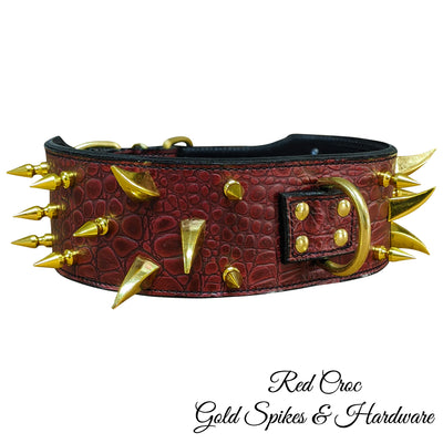 X12 - 3" Wide Spiked Leather Dog Collar