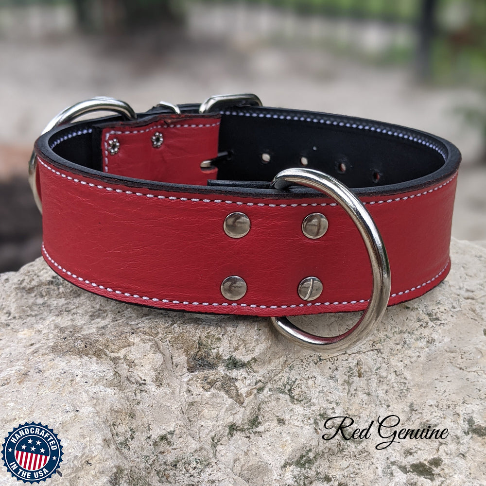 Wide leather dog collars discount