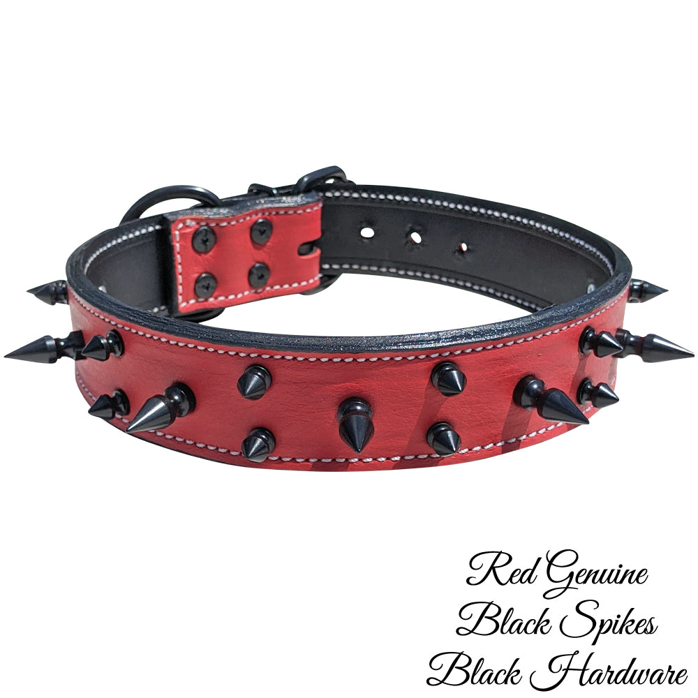 V17 - 1.5" Wide Spiked Leather Dog Collar