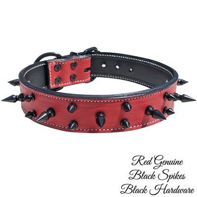 V17 - 1.5" Wide Spiked Leather Collar