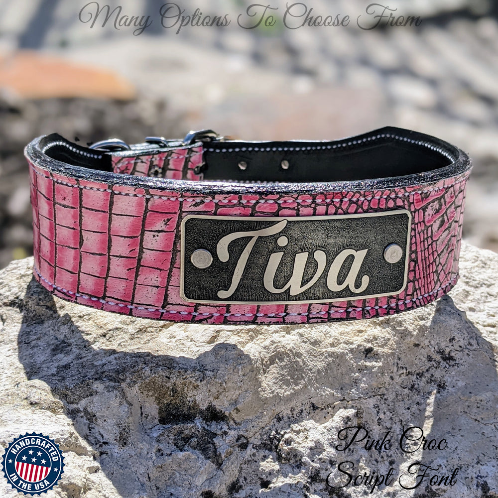 TW42 - 2" Tapered Leather Name Plate Collar