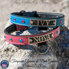 Leather Dog Collar, Personalized Nameplate Collar Gems 1" Wide - U13