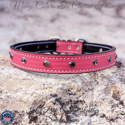 U3 - 1" Leather Dog Collar with Gems