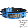 V3 - 1 1/2" Personalized Spikes & Gems Leather Collar