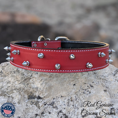 V5 - 1.5" Wide Spiked Leather Dog Collar