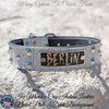 Leather Dog Collar Personalized name Plate Cone Studded Collar 1.5' Wide - VN1