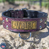 Leather Dog Collar Personalized name Plate Cone Studded Collar 1.5' Wide - VN1