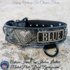 Leather Dog Collar with Name Plate, Gems & Hearts 1.5" Wide - VN2