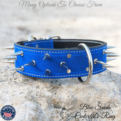 W22 - 2" Wide Spiked Leather Dog Collar