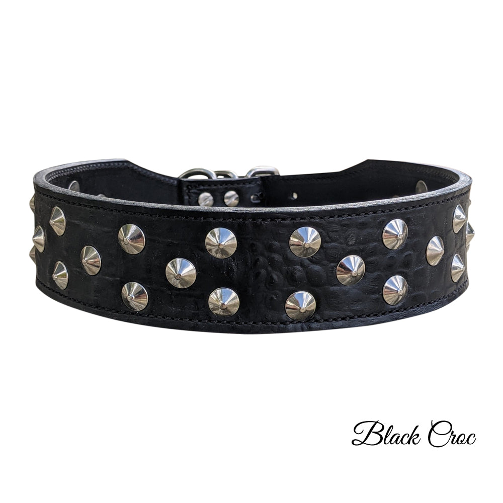 Tapered Leather Dog Collar with Studs, Strong Dog Collar 2