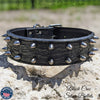 W49 - 2" Wide Bullet Studded Leather Dog Collar