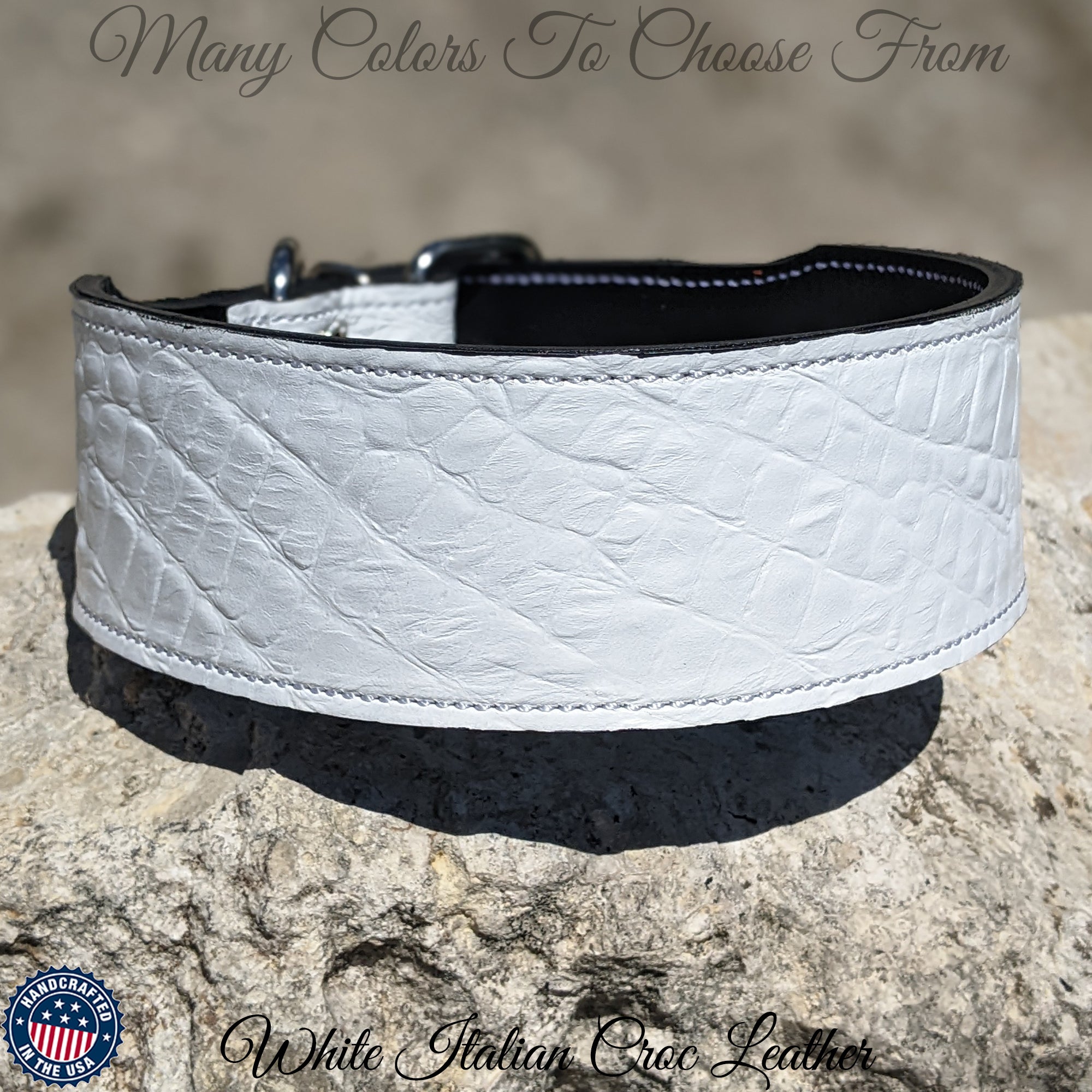 White sales leather collar