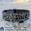 Leather Dog Collar Personalized Name Plate Studded 2" Wide - WN4