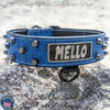 Leather Dog Collar Personalized Name Plate Studded 2" Wide - WN4