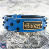 Leather Dog Collar Personalized Name Plate Studded 2" Wide - WN4