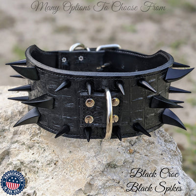 X13 - 3" Multi Spiked Leather Dog Collar