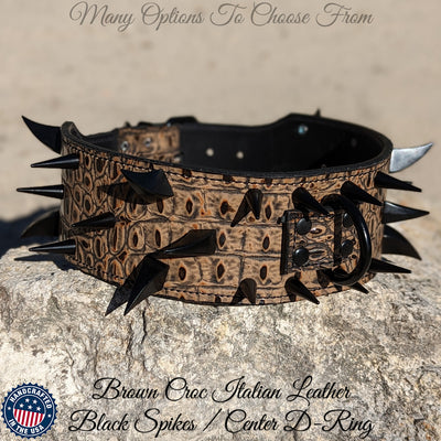 X13 - 3" Multi Spiked Leather Dog Collar