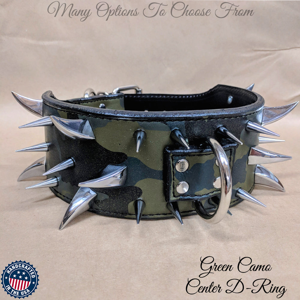X13 - 3" Multi Spiked Leather Dog Collar