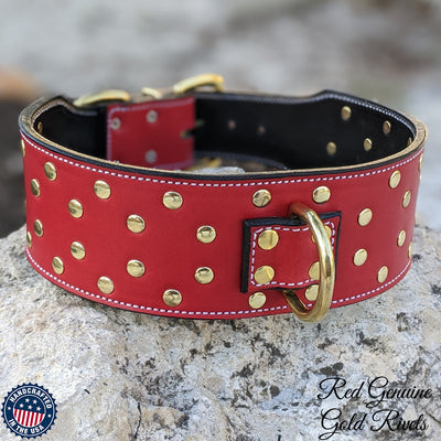 X27 - 3" Wide Leather Dog Collar with Rivets