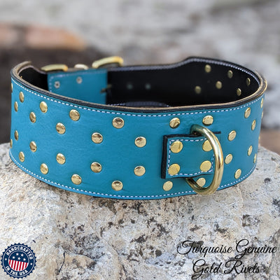 X27 - 3" Wide Leather Dog Collar with Rivets