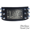 Leather Dog Collar Personalized Nameplate Studded Leather 3" Wide- XN1