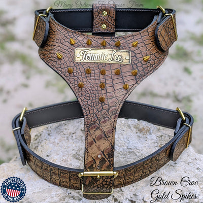 NH8 - Name Plate Cone Spiked Leather Harness
