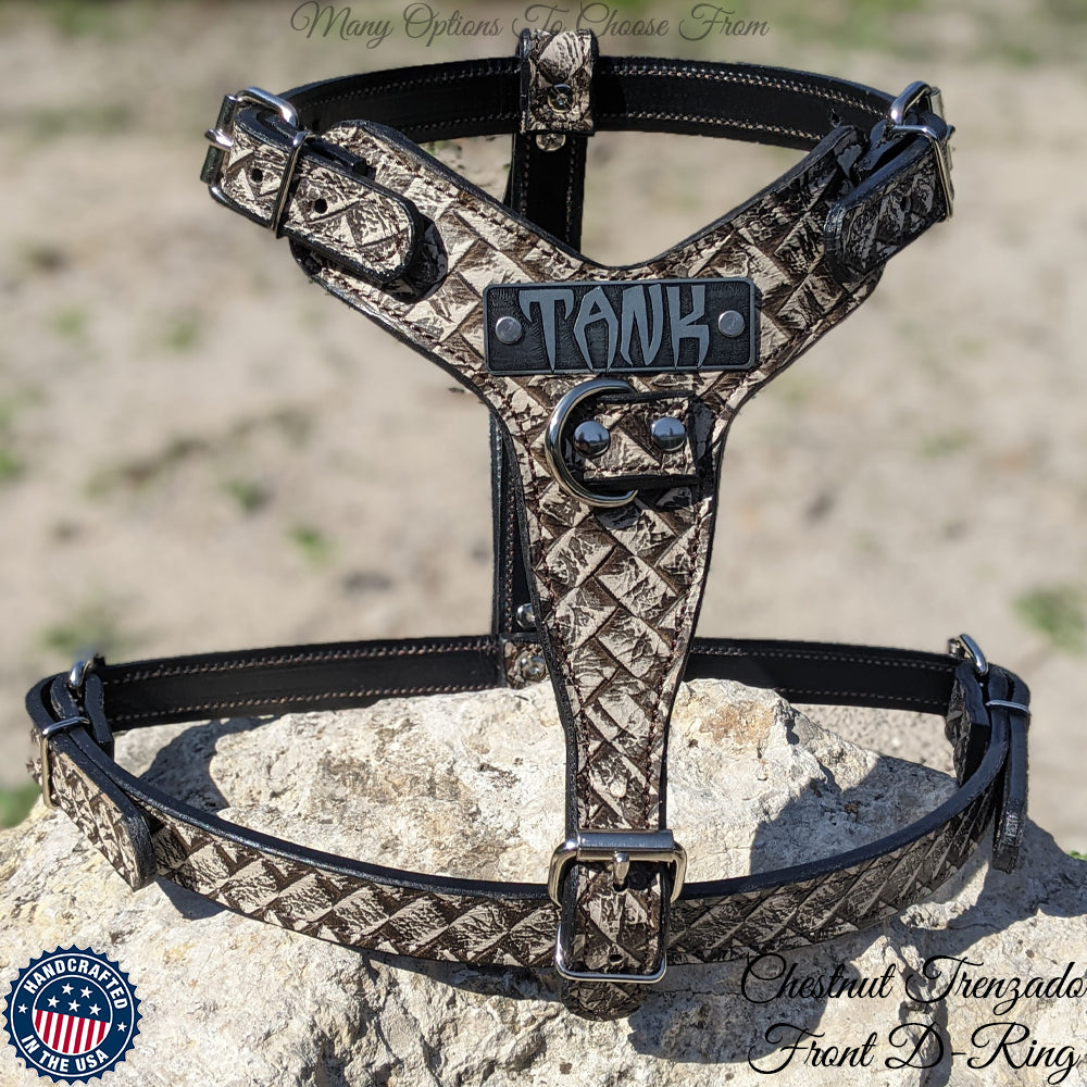 SNH1 - Personalized Sport Cut Leather Dog Harness