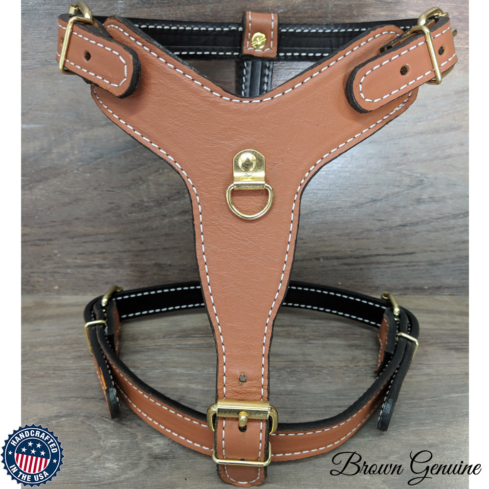 2-Ply Latigo Leather Dog Harness w/Studs - Pit Bull Gear