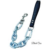 Super Heavy Silver Chain Lead Loop Leather Handle Silver Chain Leash