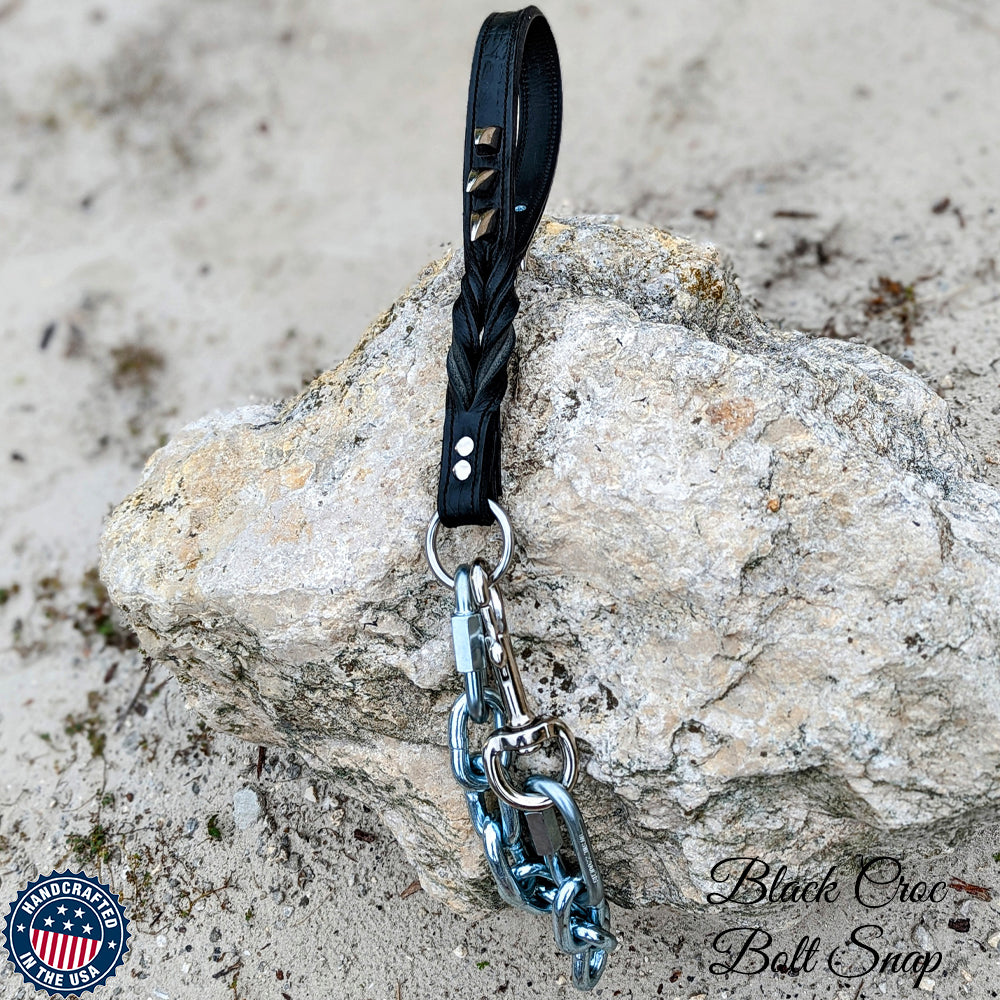 Custom Made Super Heavy Chain Lead – Spiked Leather Handle #3