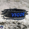 E7 - Custom Embroidered Spiked Leather Dog Collar - 2"