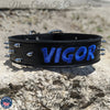 E8 - Custom Embroidered Spiked Leather Dog Collar - 2"